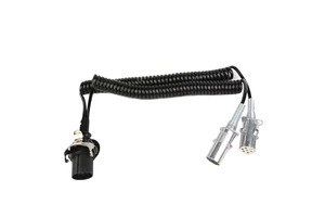 European 15pin 7 Pin Trailer Coiled Cable Trailer & Truck Electrical Cable With Nylon Plug and Metal Cable Holder