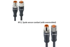 M12 5 Pin Male/Female DIN IP67 Shielded Sensor Cordset with PUR/PVC Overmolded Straight A-Coding Connector 4A Rated Black
