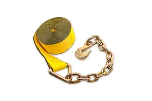 Heavy-Duty 4" X 30' Winch Straps With Chain Extension And Grab Hooks Lashing Ratchet Tie Downs Capacity 16200 Lbs