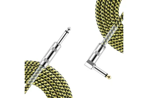 6M Noiseless Braided Guitar Cords Instrument Cable Premium Nylon Guitar Cable for Electric Guitar and Bass