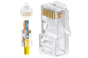 Hot Sale 8P8C Connector RJ45 Ends Cat5 Cat5e Cat6 8P8C RJ45 Connector Ethernet Cable Crimp Connectors LAN Crimp