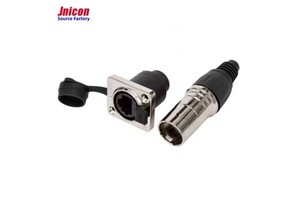 Jnicon Industrial RJ45 D-link Male Plug Female Socket IP65 IP44 Wall Panel Mount Cat6 Shielded Ethernet Waterproof Connector