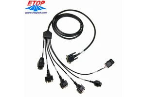Custom Molded RJ45 Connector and Molded D-sub Wire Harness
