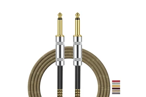 Wholesale TS Guitar Instrument Cable Custom Straight Male to Male 6.35mm Jack with Alloy Connector Nylon Braid for Bass Guitars