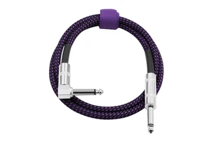 Professional 1.8 M/6 Ft Multi-Color Braided PVC Foil Shielded Guitar Cable 1/4-Inch Plug for Electric Guitars & Basses