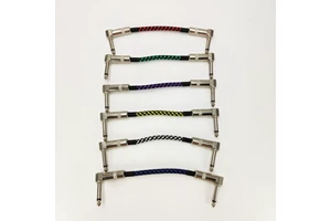 6 Pcs Guitar Effect Pedal Cable 15cm Woven 6.35mm Copper Noise Reduction Shielded Right Angle Patch Cord Guitar Accessory