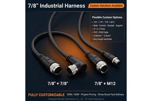7/8" M12 7/8" Overmolded Copper Core Fieldbus Cable Cordset DeviceNet CANopen 3-5 Pin Custom Wiring Harness for Machines | IP67