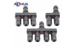 AOHUA Wire Connector Assembly 2pin Waterproof Connector IP65 1 in 2 3 4 Out Cable Connector
