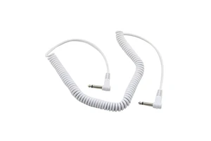 Factory Wholesale Good Price White Spring Wire Dual L Shape Connectors Mono 6.35 Stereo Jack 6.35mm Audio Cable for Guitar