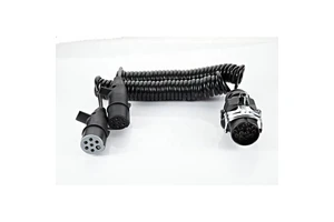Spiral Cable 15P/24V and 2x 7Pin/24V Electric Cable Adapter Plugs Spiral Cable Adapter for Connecting Tractors to Trailers
