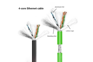 Factory Industrial Ethernet Cable 4 Cores High Flexibility Drag Chain Shielded Profine Oxygen Free Copper Network Cable