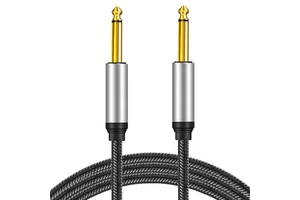Gold Plated Connectors Low Noise 6.35MM TS Mono Jack Guitar/Bass Instrument Cable 2m Coaxial Twisted Pair PVC Braided Jacket