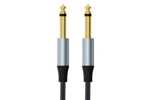 Nylon Braided 6.5mm to 6.5mm Gold Plated Mono Plug Guitar Cable Portable Aluminum Alloy Housing Audio Cable Connect Instruments