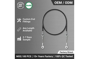Custom Double Eye Ring Bowden Cable OEM Industrial Control Cable Symmetric Fitting ISO9001 RoHS Any Length 3-7 Days Sample