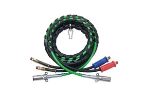 D0100HRX46T 3 1 12FT Air Hose Kit Green Rubber Semi Truck Trailer Power Line 7 Way Plug Electrical Cord Accessories