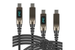 240W Zinc Alloy Digital Display Data Cable 50W for 17 Mobile Phone Fast Charging & Data Transfer Dual Type-C