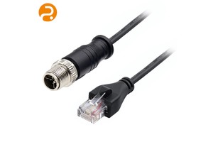 M12 Female to RJ45 Male Industrial Network Cable Aluminum Conductor Waterproof Shielded Harness for Automation Sensor Camera
