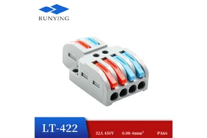 2 in 4 Out Lever Wire Splitter Mini Fast Wire Connectors Universal Compact Wiring Connection Lighting Push-in Conductor