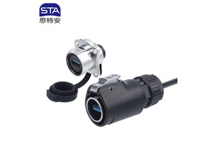 LP24 USB3.0 2.0 Waterproof IP67 Cable Connector Data Signal Male Plug to Female Panel Mount Socket for Wire Connections