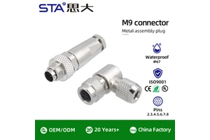 M9 Aviation Plug 2 3 4 5 6 7 8 Pin Cable Assembly Male Female Metal Shielded Solder Straight/Angled Waterproof Connector