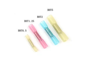 BHT1.25 Heat Shrink Butt Connector 22-16 AWG Waterproof Insulated Copper Cable Jointing Crimp Terminals for Automotive Use