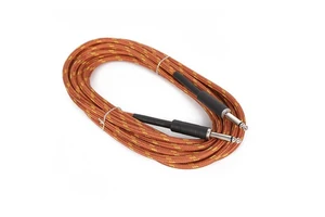 Nylon Braid 1/4'' Instrument Guitar Music Cable OFC Copper PVC Stereo Silver Polybag OEM Packaging Brown Stock Audio Cables ROHS