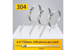 4.6x750mm 304L Stainless Steel Cable Ties Heavy Duty Metal Zip Ties for Petroleum Energy Industry