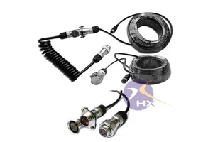 Suzi Tractor 5-7 Way Connector 4P Aviation Backup Camera Coiled Spiral Cable PVC Truck Trailer Electric Power Video Wire Harness