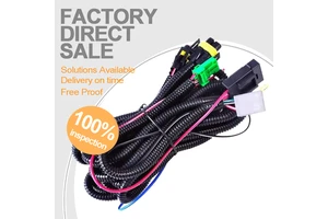 Automotive 9006 LED Light Bar Wiring Harness with DRL Fog Lights Relay Fuse Switch Assembly Kit Rubber Insulated Cable for Cars