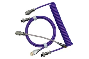 Mechanical keyboard cable USB type C rainbow color braided spiral coiled extension portable cable with RGB light