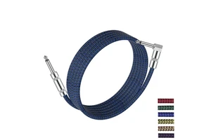 Factory Custom Logo Musical Instrument Noiseless Right Angle TS to 6.35mm Jack Braid Electric Guitar Cables Tweed Guitar Cable