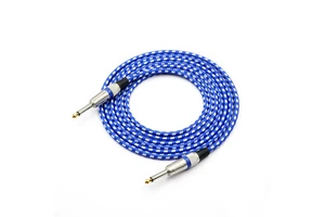 Gold-Plated 6.35mm Audio Cable for Guitars Electronic Keyboards Drum Kits Straight-to-Right-Angle Braided Multi-Color