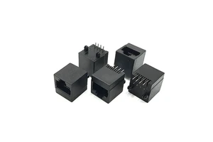 RJ45 Connector 8P8C 1*1 Port Male/Female Gold Plated PCB Plastic+Copper Shell Black