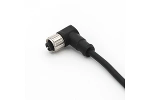 KRONZ Pre-assembled Connector with 2 M Cable Unshielded Female Male Angled PVC Black Assembly M12 3/4/5 Pin Connectors