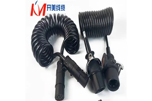 Kai Mei Cable RVUT6*1.5+1*2.5 Trailer Truck Cable Telescopic Spiral Wire 10 AWG ABS/EBS 7-pin Connector Copper Conductor