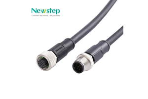 M12 12P Connector Cable Male to Female Straight Circular Connector Molding a Code Industrial Molded Cable Unshielded PVC Cable