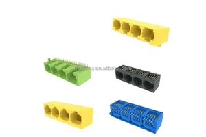 8P8C 1X4 Yellow Horizontal Type Pin FU RJ45 Modular Connector 8 Pin Network Ethernet Connector LCP/C2680 Material