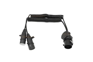 24V TPU 15pin to 7PinX2 2 in 1 Plastic Plug 7-core ABS Power Supply Spiral Wire Assembly Truck Trailer Cable