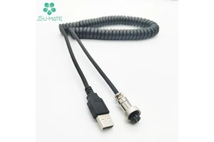Customization USB A Male To M12 GX12 3Pin 4Pin Female Aviation Power Cable Spiral PUR Coiled PU Spring Cable PU Cable