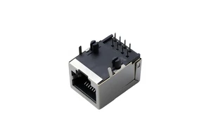 Shielded RJ45 Connector Horizontal Ethernet Jack 21mm Height 8P8C Front & Rear Feet Network Socket