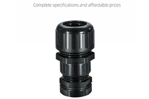 Grey Black Nylon Double Locking Waterproof Cable Connector