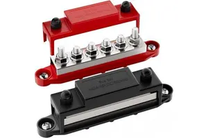400A Bus Bar Power Distribution Block 12V Positive Negative Terminal Block with 5/16" M8 Studs Marine Bus Bar for Solar System