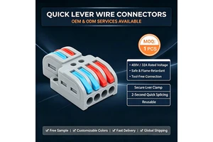 SPL Quick Wiring Cable Connector Butt Terminal Connectors CE Listed Compliant 2 in 4 Out Lever Nut Wire Connectors