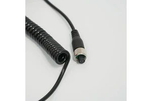 PU PVC Coiled Power Electric Wire Harness Waterproof M12 8P Female to Tin Terminal Cable for PLC-Based Automation Control