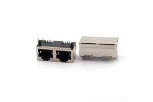 RJ45 Network Modular Jack 1X2 Dual Port DIP Type RJ45 8P8C Ethernet Female Connector