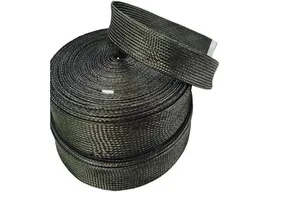 Durable Carbon Fiber Protection Sleeve Expandable Carbon Fiber Braided Sleeve Wire Harness Sleeve for Cable Protection Covers