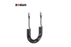 USB C to USB C Coiled Data Cable Support PD 60W Fast Charging Retractable Spring Spiral