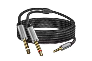 Electric Guitar Cable 6.35mm Stereo TRS Twisted Pair Gold Plated PVC Jacket Combination Shielding 4K Home