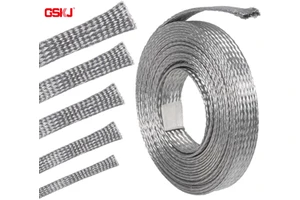 Tinned Copper Braid Metal Cable Shielding Sleeve Ground Straps Interference Wire Sheathing Flat Mesh
