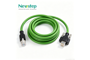 Newstep Industrial High Flexible Gigabit Ethernet Cable CAT6A Copper Solid 8-Conductor RJ45 Metal Locking Latch Basler HIK Robot